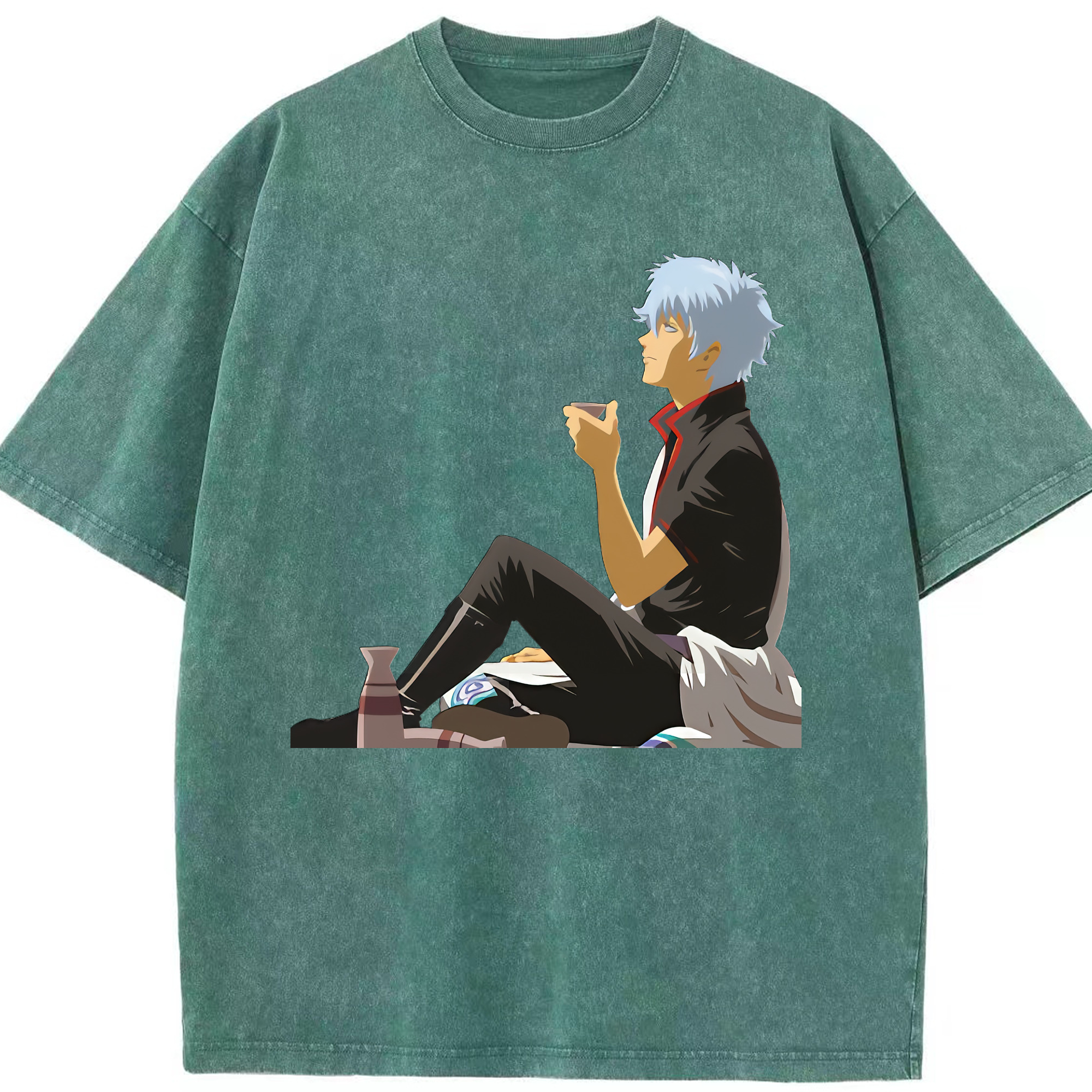 （画像用） ぎんたま 坂田銀時（さかたぎんとき） 神楽 志村新八（しむら しんぱち） GINTAMA Sakata Gintoki Kagura Shimura Shinpachi 綿100% ヴィンテージ風 半袖Tシャツ（フロントプリント）